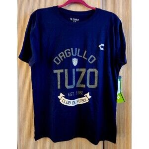 Orgullo Tuzo Men's Shirt Size M Blue Cotton Short Sleeve Futbol Soccer NWT